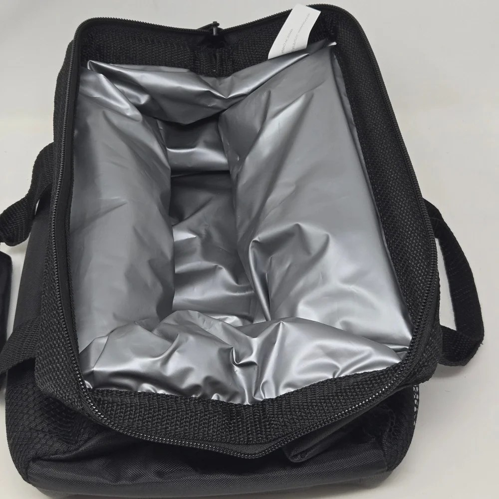 Snap-on Tools Insulated Lunch Bag Black Cooler Hard Bottom Mesh Pockets
